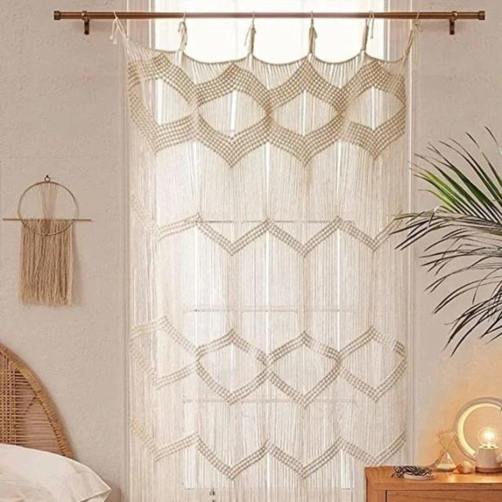 Macrame Curtain Window Macrame Room Divider Doorway Curtain Boho